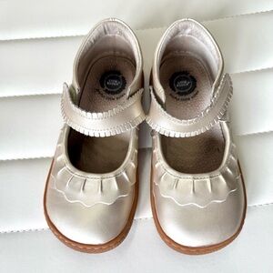 Dress Shoes LIVIE & LUCA RUCHE Champagne Gold Mary Jane Flats 13 Comfort LEATHER